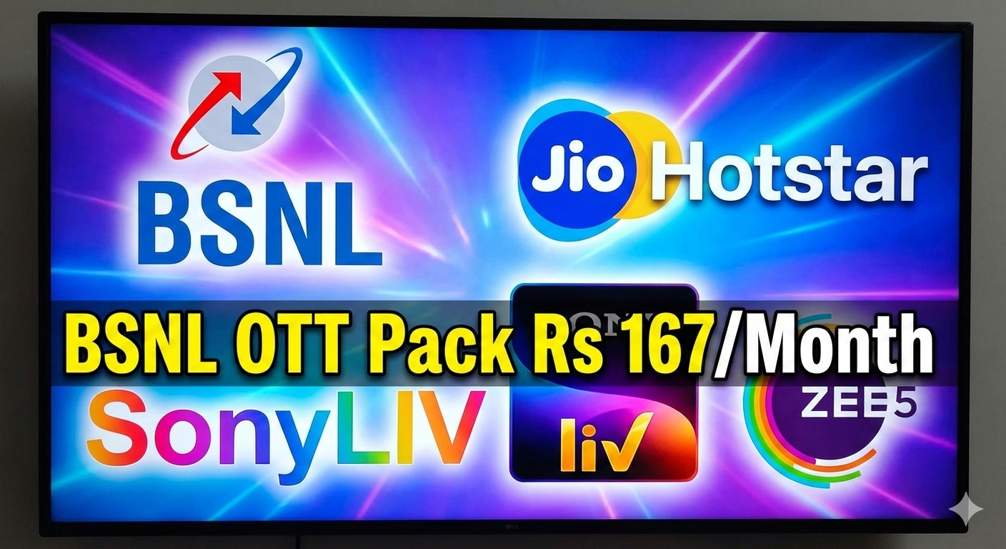 BSNL Rs 167/Mo OTT Plan: Free JioHotstar, SonyLIV & Zee5