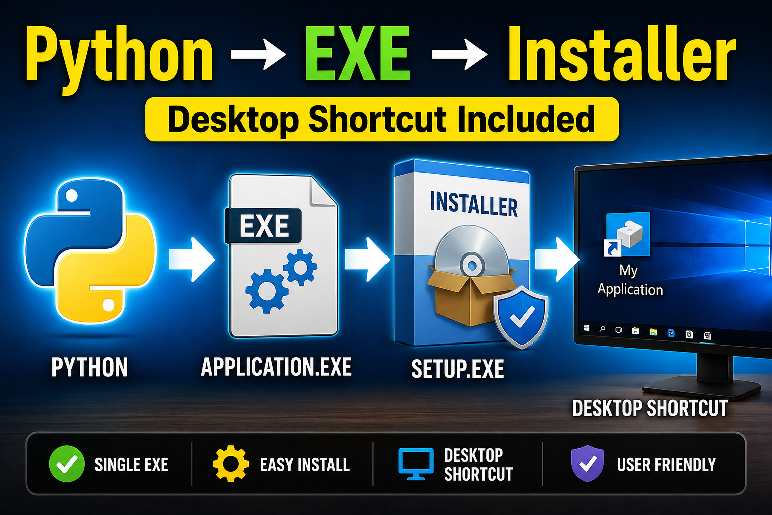 Python to EXE using PyInstaller + Installer with Desktop Shortcut (Kivy Guide)