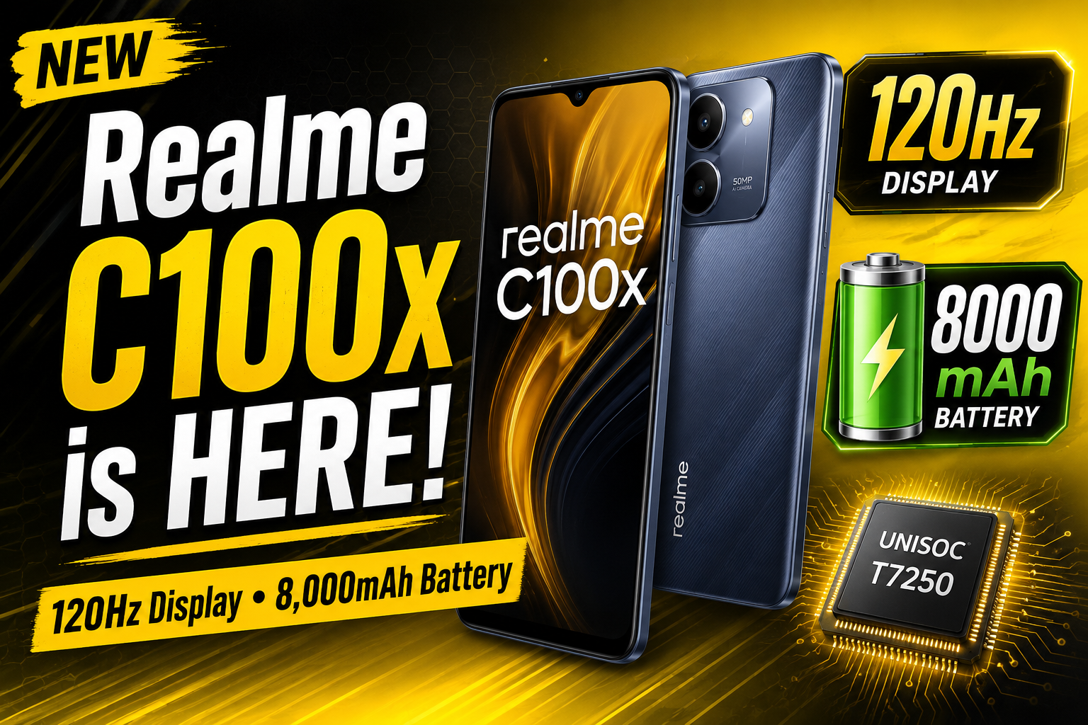 Realme C100x Launched: 120Hz Display, 8,000mAh Battery
