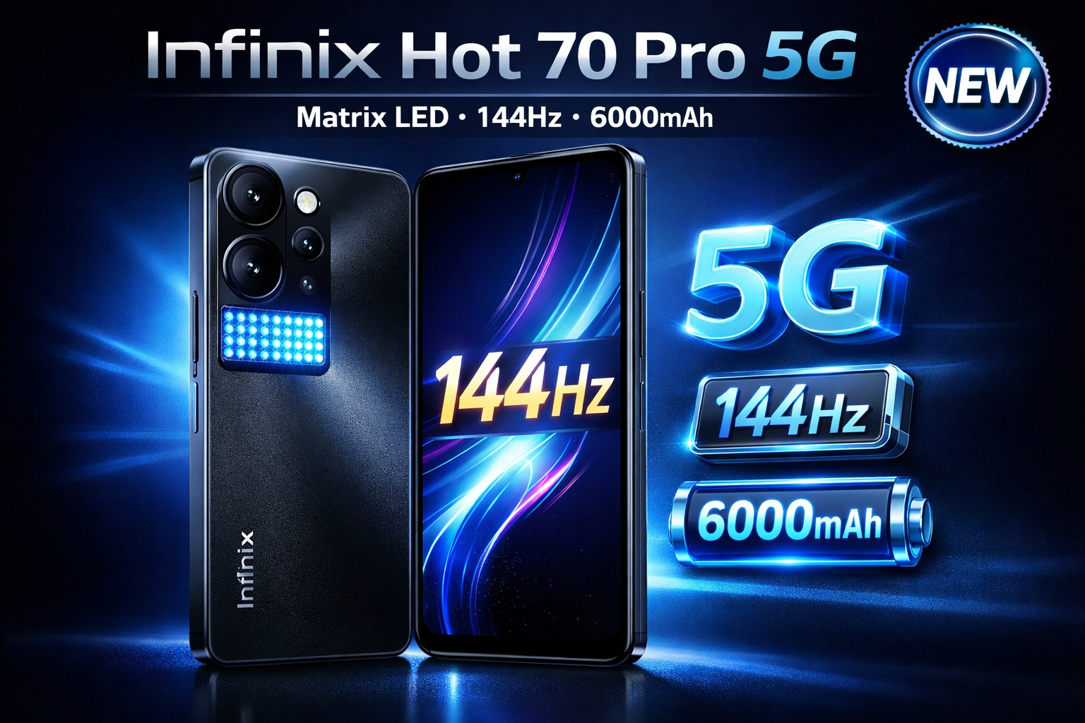 Infinix Hot 70 Pro 5G Launched with Matrix Display & 6 Stylish Finishes