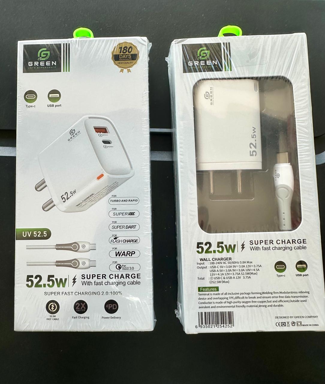 green life experience 52.5w super charge with fast charging cable