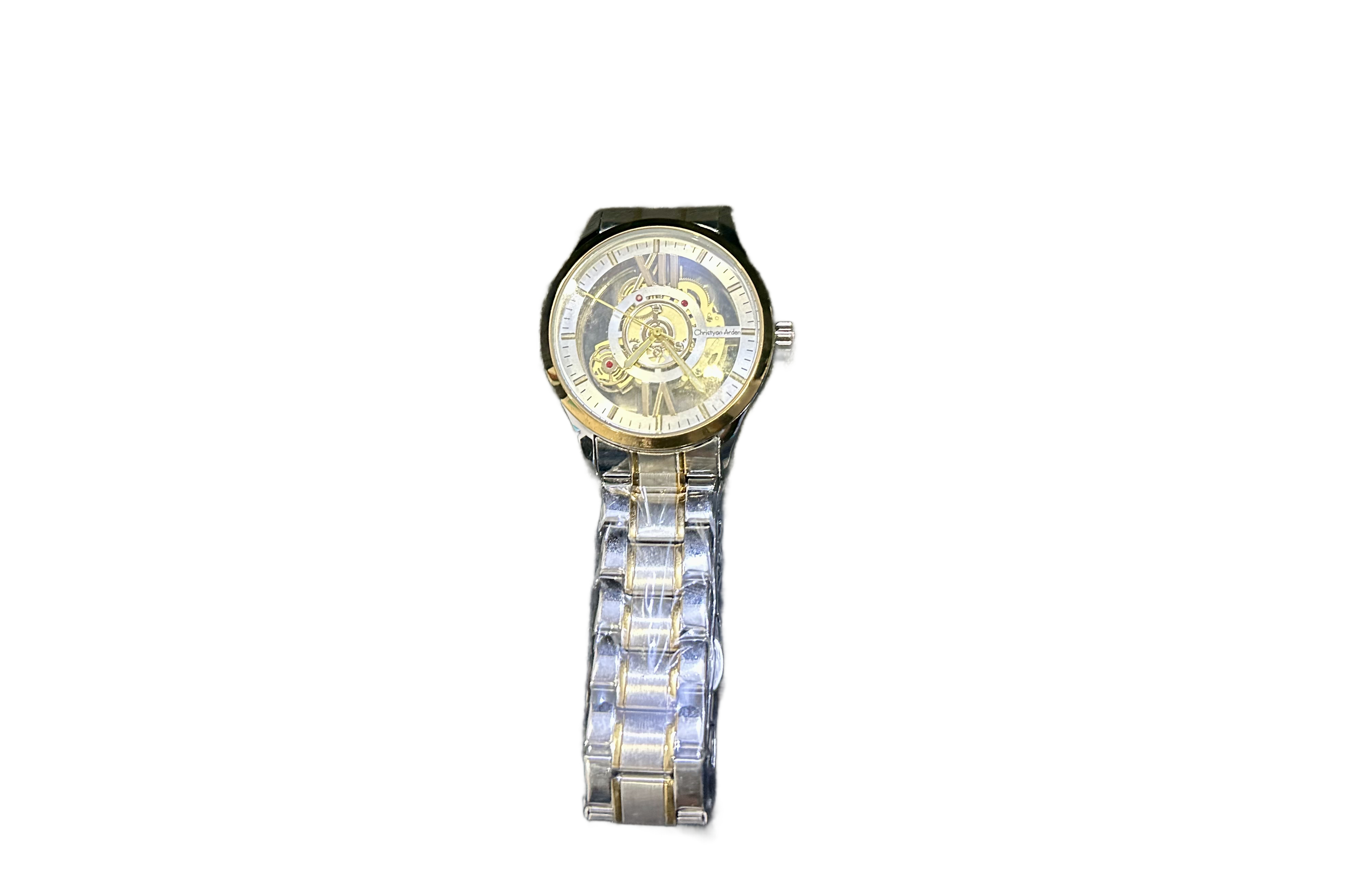 Christyan Arden Men’s Luxury Skeleton Watch – Two-Tone Stainless Steel